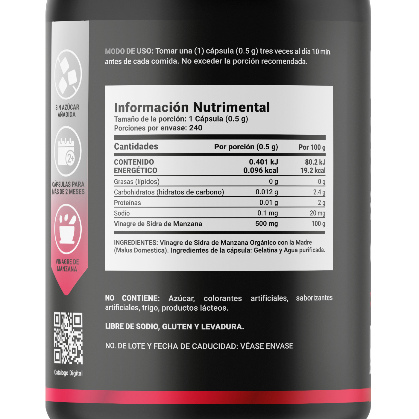 Foto 2 | Vinagre de Manzana Orgánico de 240 Cápsulas Apple Platinum B Life