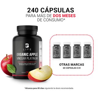Foto 5 | Vinagre de Manzana Orgánico de 240 Cápsulas Apple Platinum B Life
