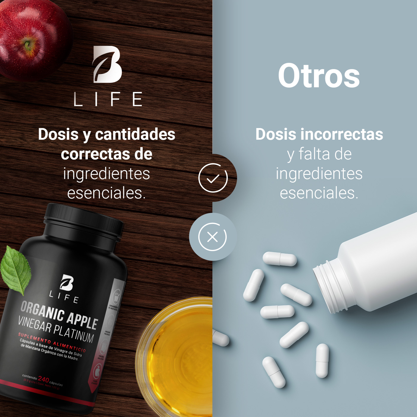 Foto 6 | Vinagre de Manzana Orgánico de 240 Cápsulas Apple Platinum B Life