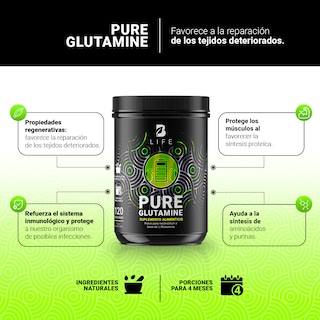 Foto 3 | Glutamina Micronizada 120 Servicios Pure Glutamine B Life