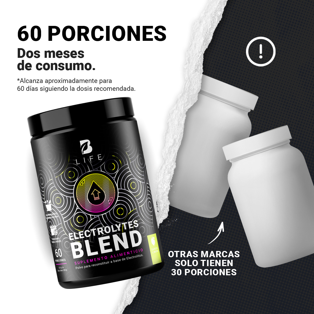 Foto 5 pulgar | Electrolitos 60 Servicios. Electrolytes Blend Sabor Limón B Life