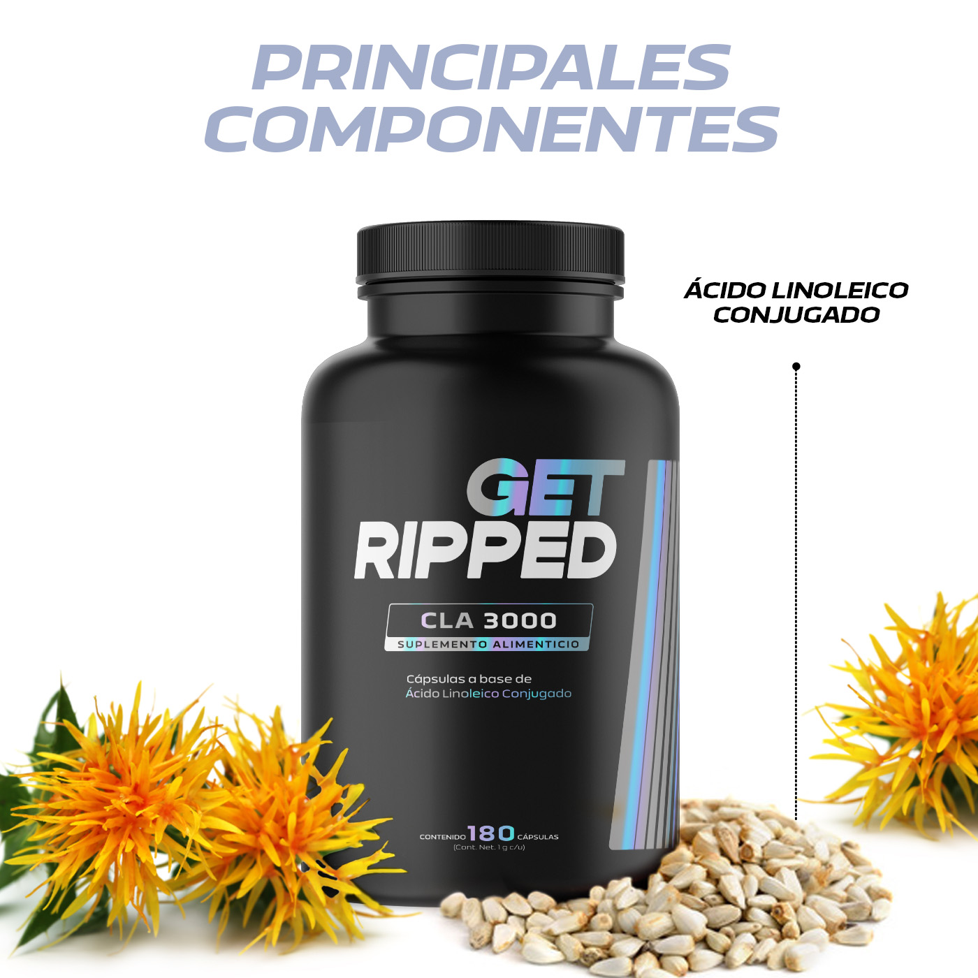 Foto 4 pulgar | Cla 3000 Ácido Linoleico 180 Capsulas Get Ripped