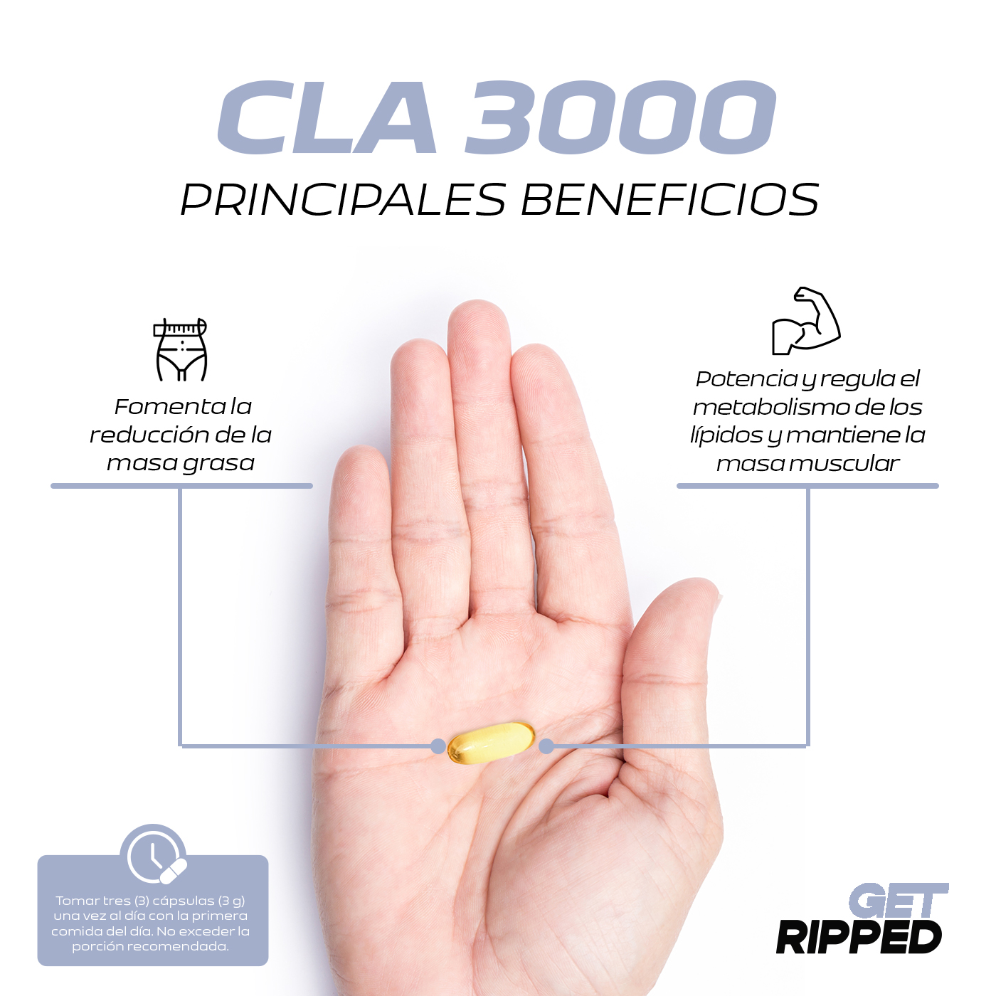 Foto 5 pulgar | Cla 3000 Ácido Linoleico 180 Capsulas Get Ripped