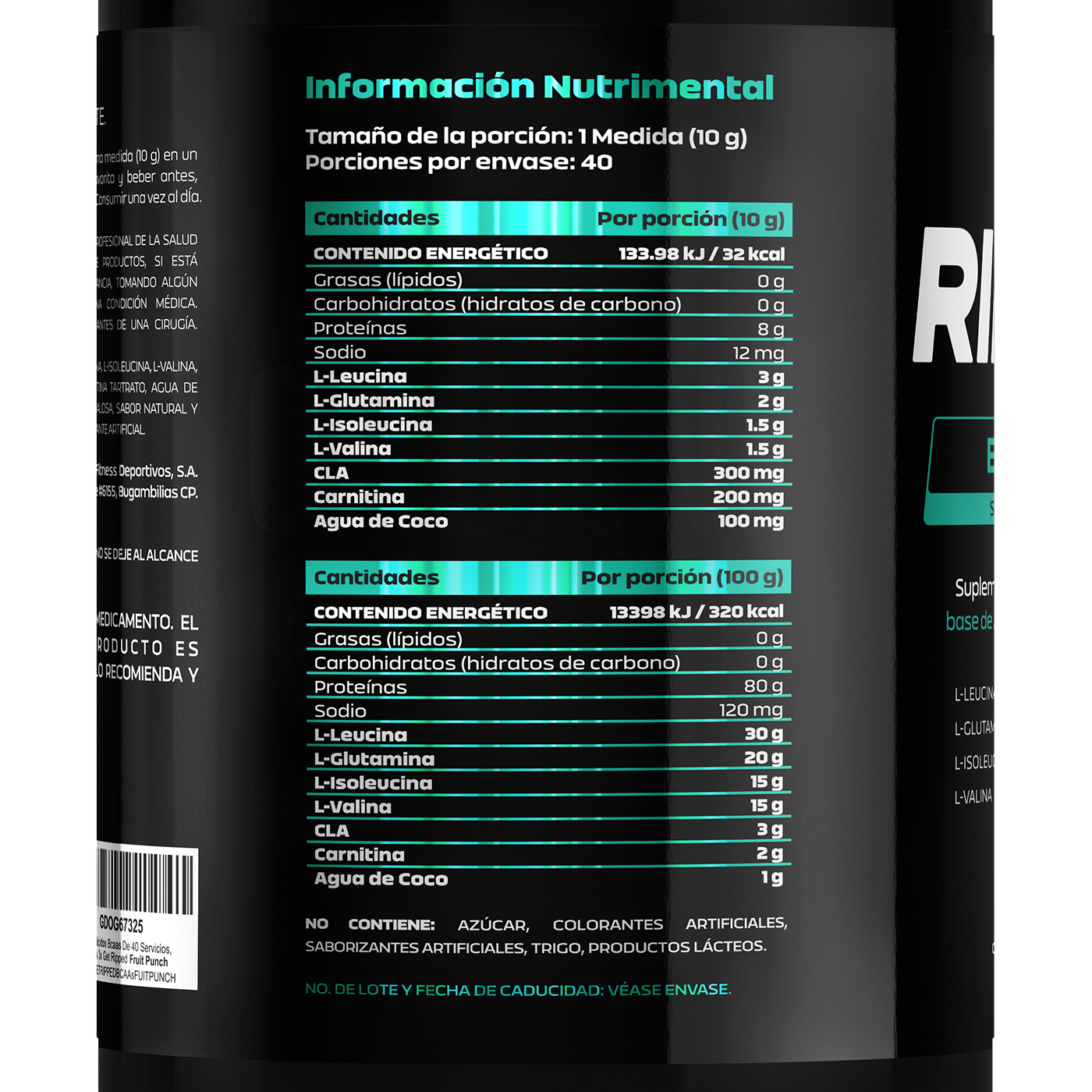 Foto 3 pulgar | Suplemento Alimenticio Aminoácidos BCAAs de 40 Servicio BCAAs 3x: Fruit Punch Get Ripped