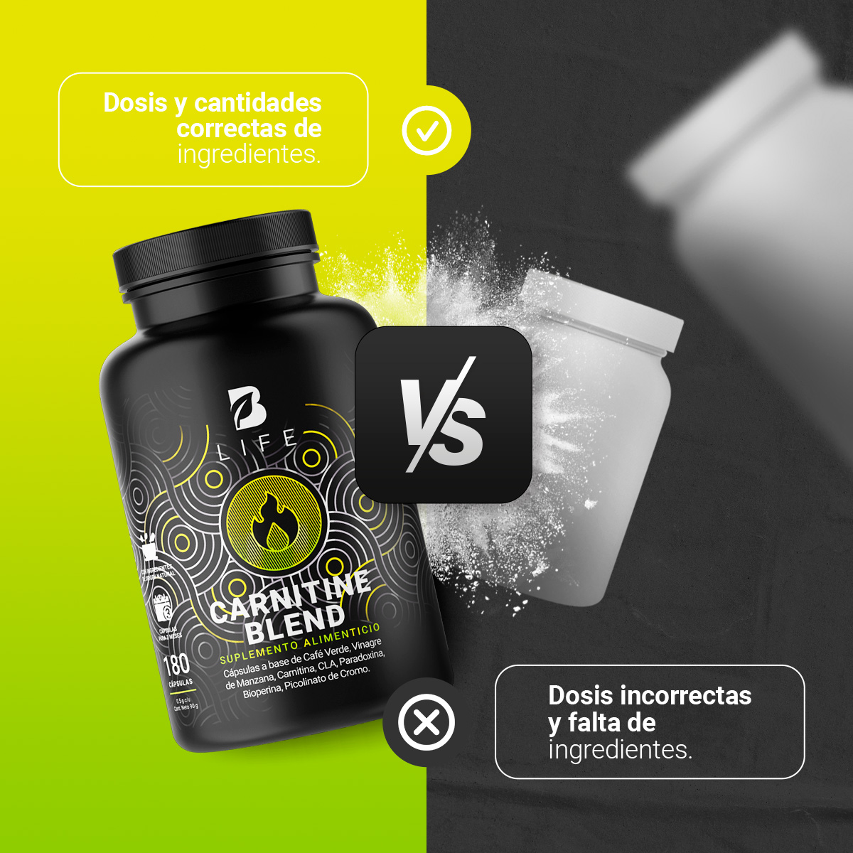 Foto 6 pulgar | Suplemento B Life Carnitina con Café Verde Vinagre de Manzana CLA y Picolinato de Cromo 180 cápsulas Carnitine Blend