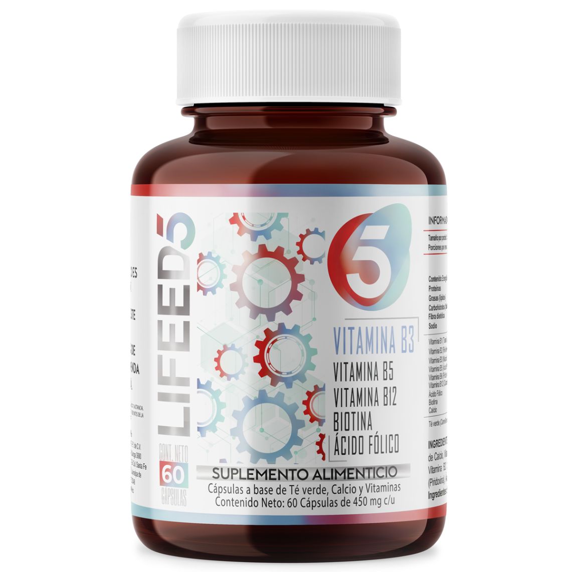 Foto 1 | Complejo B Lifeed5 Vitamina B Complex Acido Folico Suplemento Alimenticio 60 Cápsulas