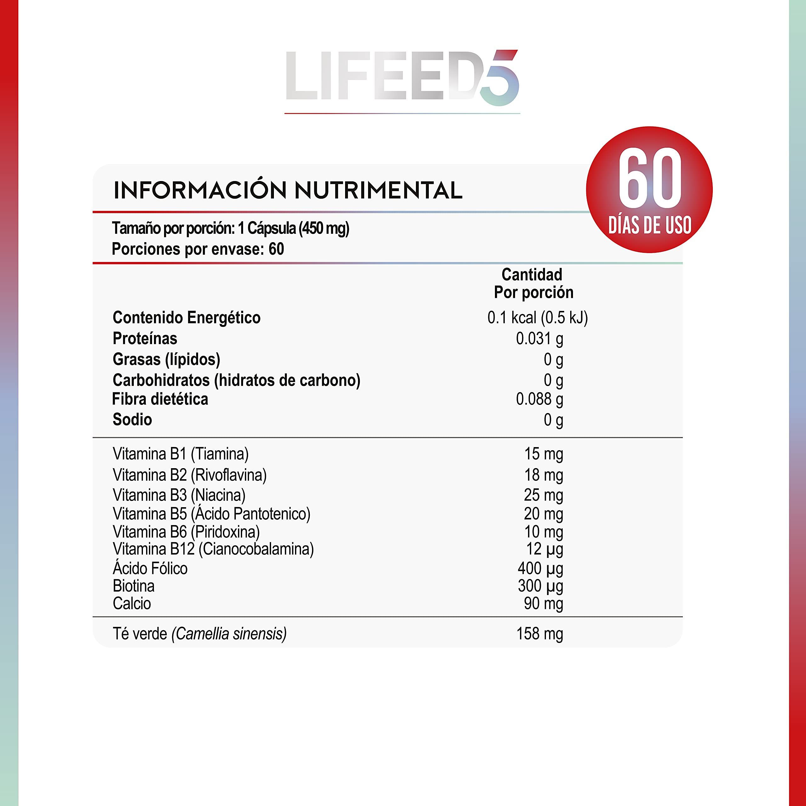 Foto 8 pulgar | Complejo B Lifeed5 Vitamina B Complex Acido Folico Suplemento Alimenticio 60 Cápsulas