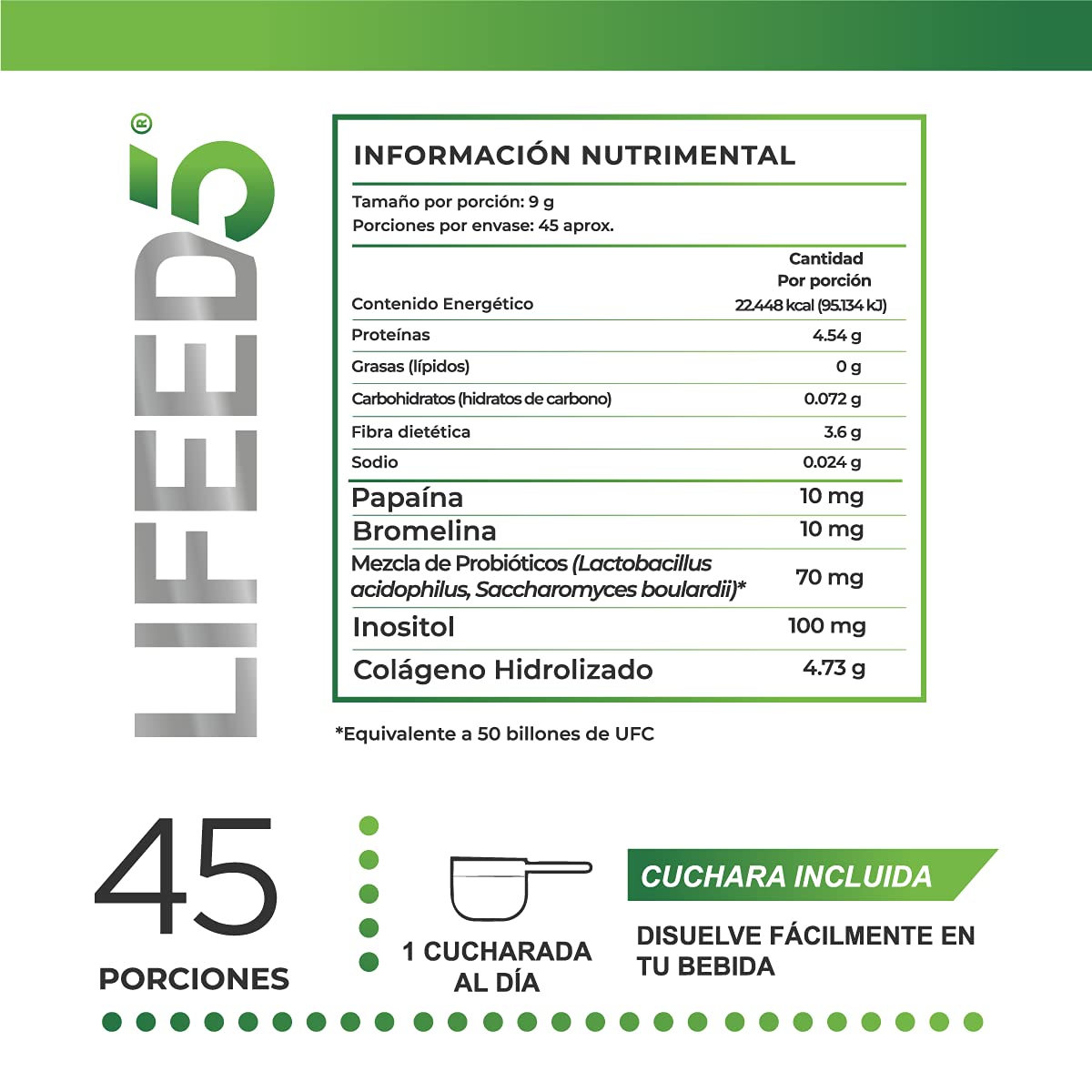 Foto 5 pulgar | Digestive Probiotics Lifeed5 Probioticos y Colageno Hidrolizado En Polvo Suplemento Alimenticio 405 gramos