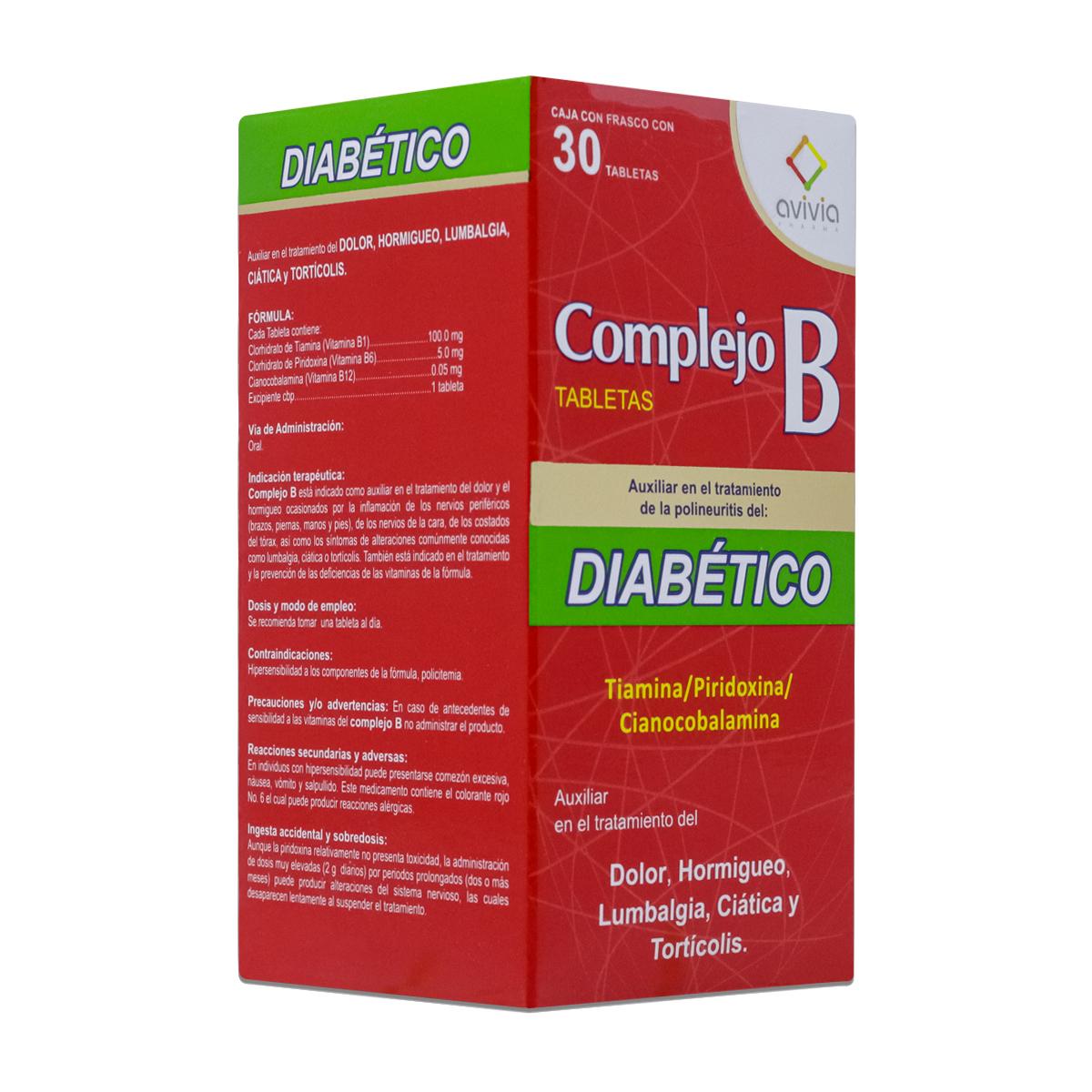 Foto 3 pulgar | Suplemento Alimenticio Complejo B Avivia para Diabético Caja con 30 Cápsulas