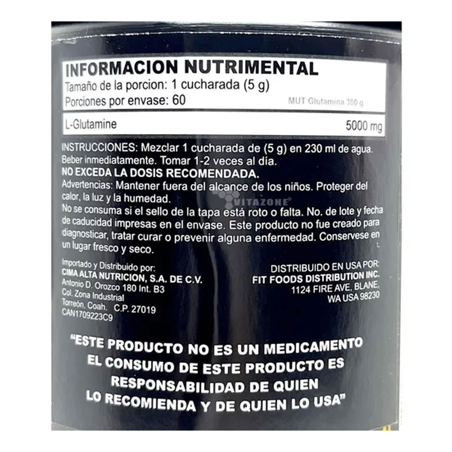 Foto 3 pulgar | Suplemento Alimenticio Mutant Glutamina 60 Servicios L-glutamina