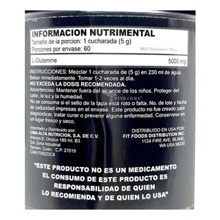 Foto 2 | Suplemento Alimenticio Mutant Glutamina 60 Servicios L-glutamina