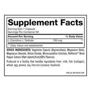Foto 2 | Suplemento Alimenticio Carnitina Mutant Carnitine 90 CAPS L-carnitina 750 MG
