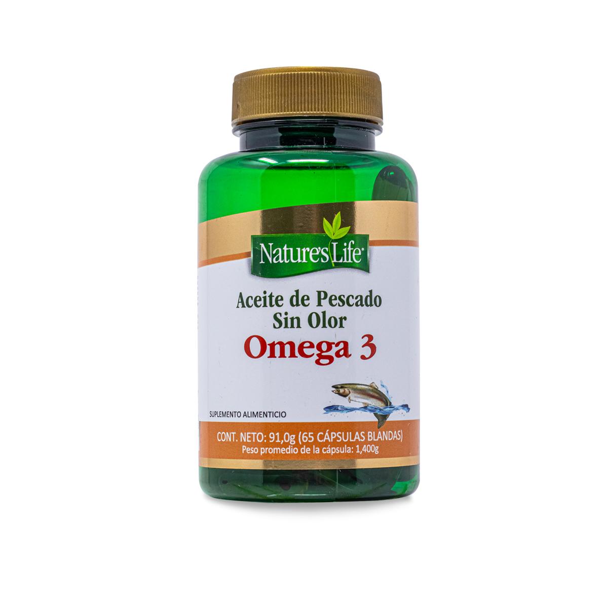 Omega 3 Natures Life Aceite Pescado 65 Capsulas 1.35 g