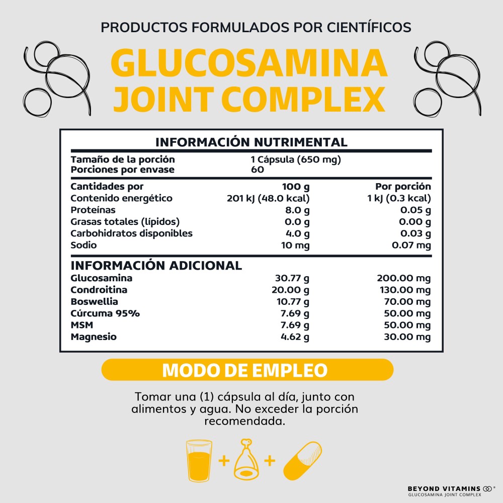 Foto 3 pulgar | Suplemento Alimenticio Beyond Vitamins Glucosamina Y Cúrcuma  60 Cápsulas
