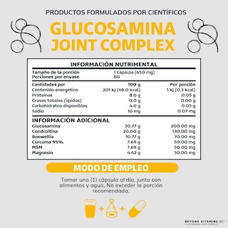 Foto 2 | Suplemento Alimenticio Beyond Vitamins Glucosamina Y Cúrcuma 60 Cápsulas