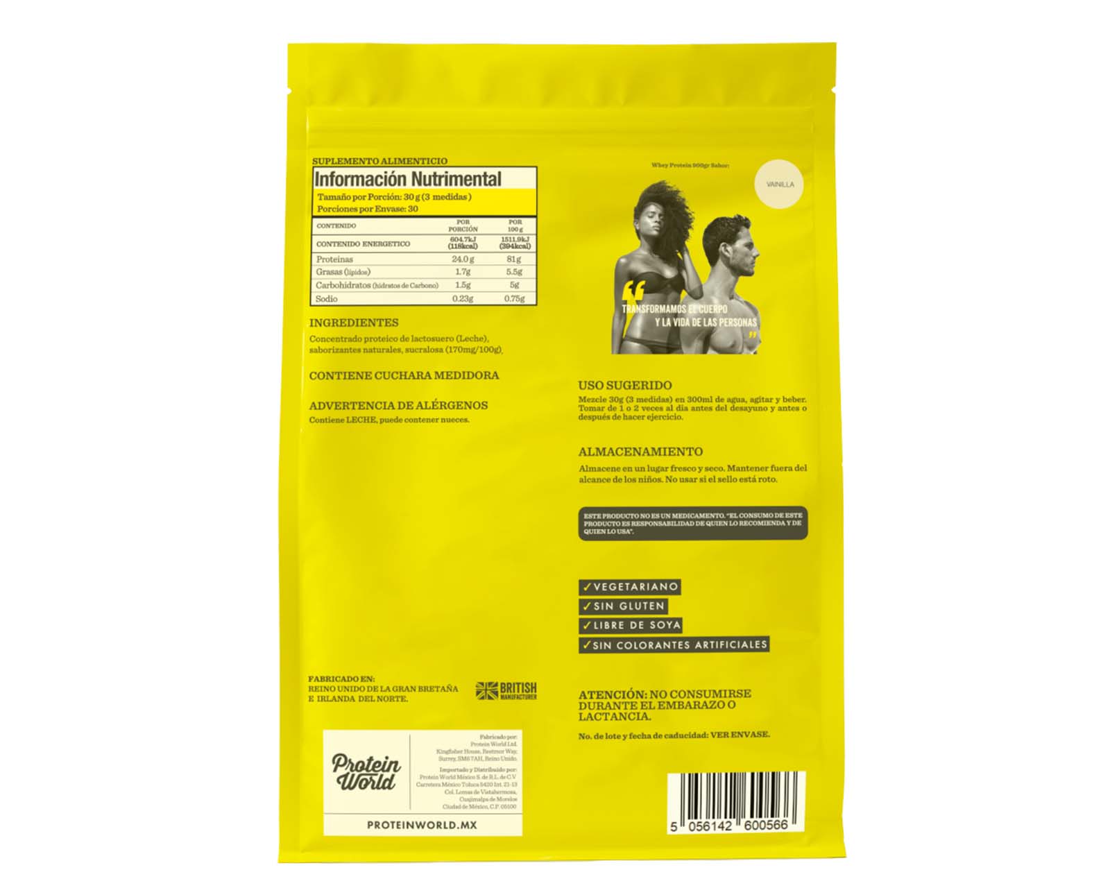 Foto 3 pulgar | Suplemento Alimenticio Protein World Whey Protein Concentrate Sabor Vainilla 900g