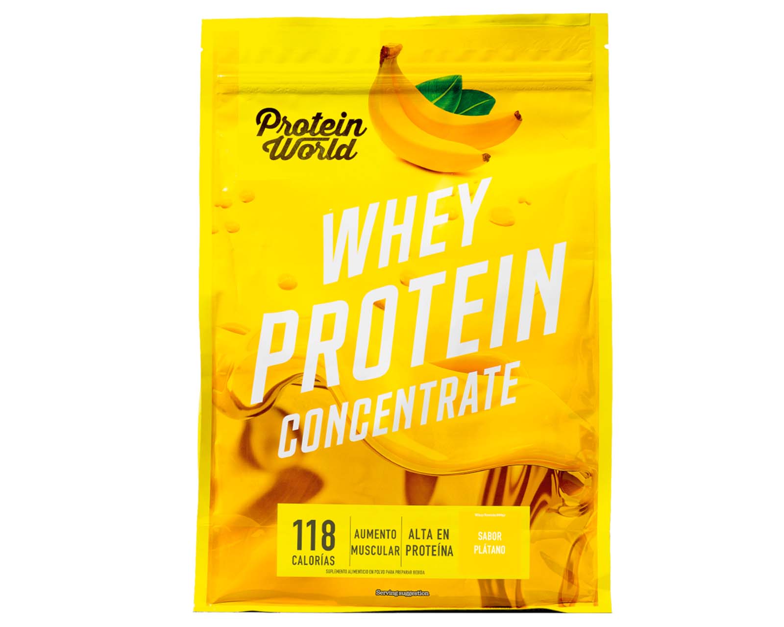 Foto 2 pulgar | Suplemento Alimenticio Protein World Whey Protein Concentrate Sabor Plátano 900 g
