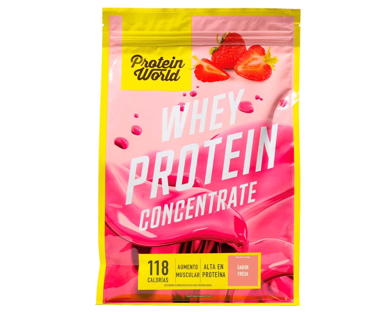 Foto 2 pulgar | Suplemento Alimenticio Protein World Whey Protein Concentrate Sabor Fresa 900g