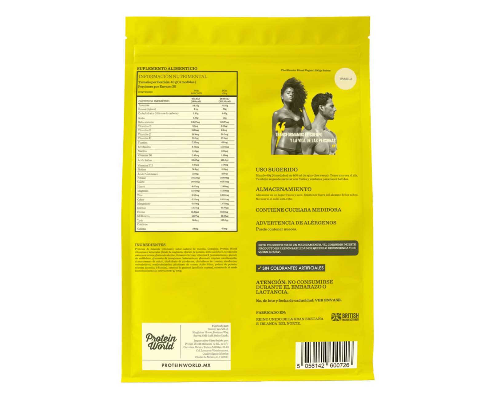 Foto 3 pulgar | Suplemento Alimenticio Protein World The Slender Blend Vegano Vainilla 1.2 Kg