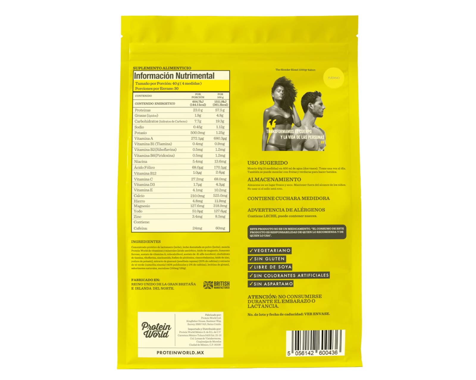 Foto 3 pulgar | Suplemento Alimenticio Protein World The Slender Blend Platano 1.2 Kg