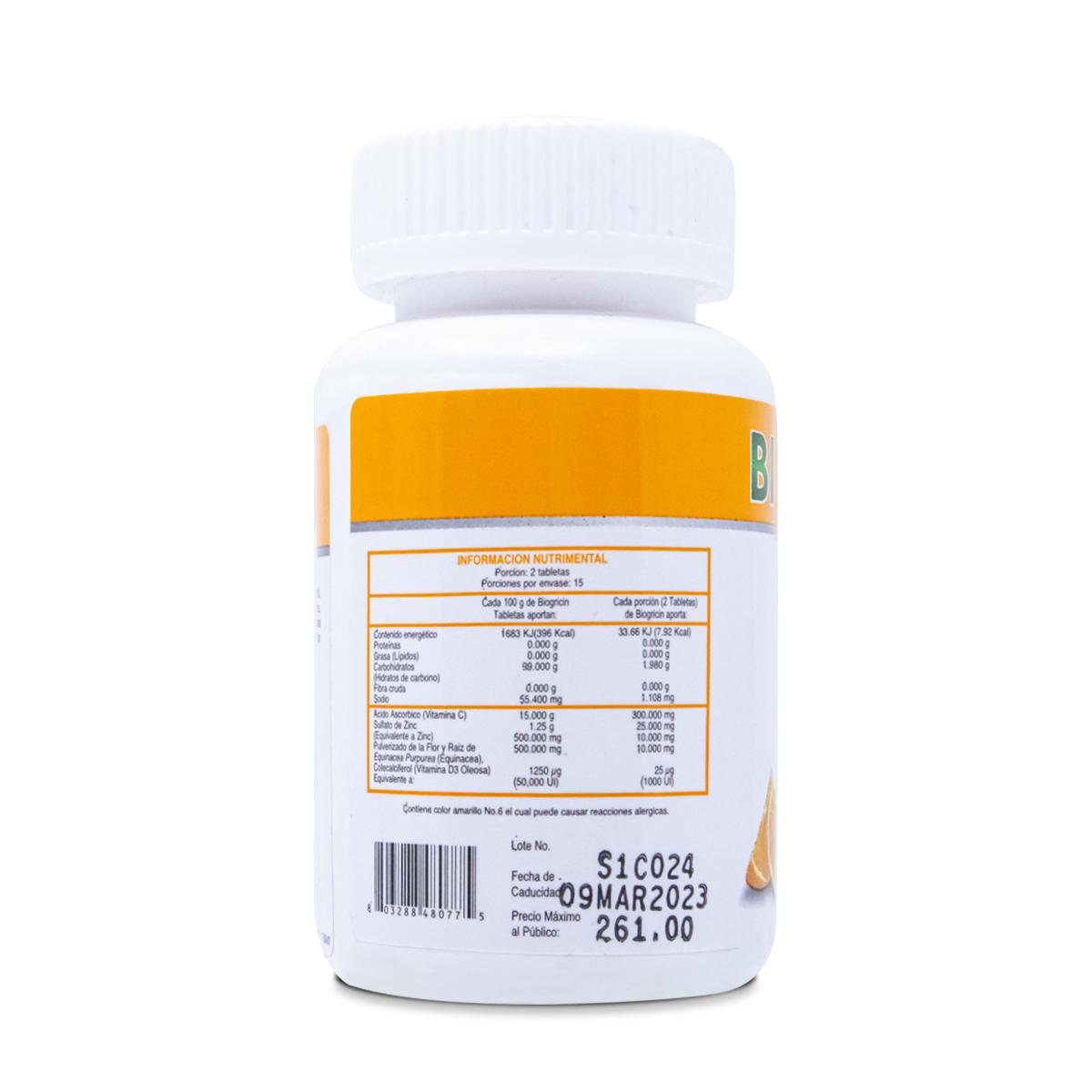 Foto 4 pulgar | Suplemento Alimenticio BIO SALUD Biogricin Vitamina C 30 Tabletas Masticables de 1 G Sabor Naranja