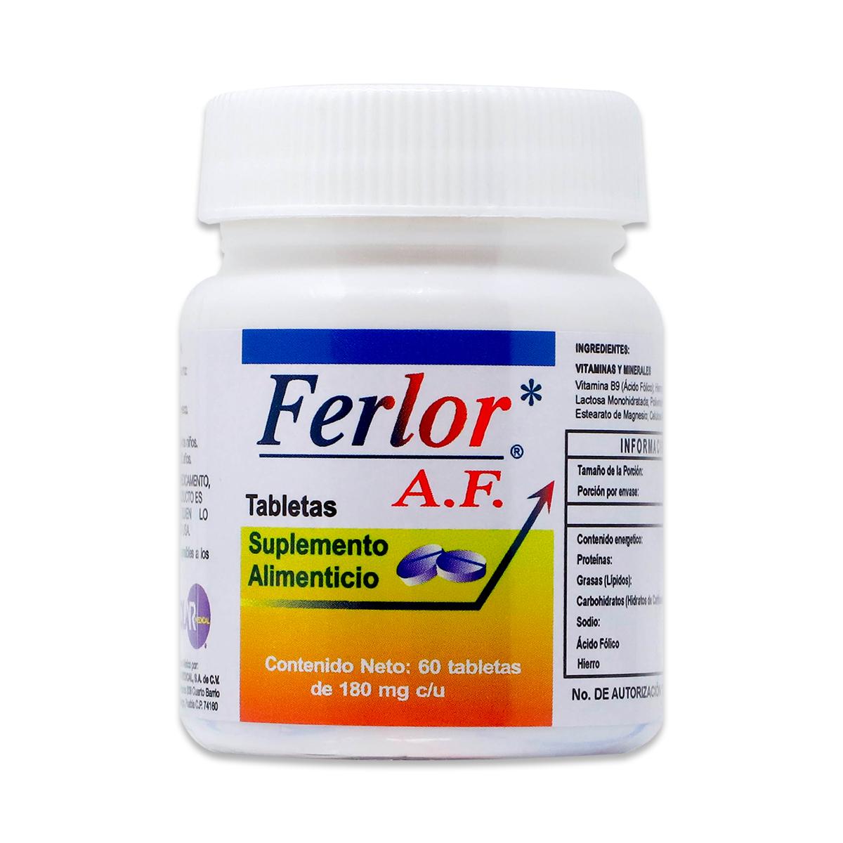 Suplemento Alimenticio Solar Ferlor AF 60 Tabletas de 180 C/U