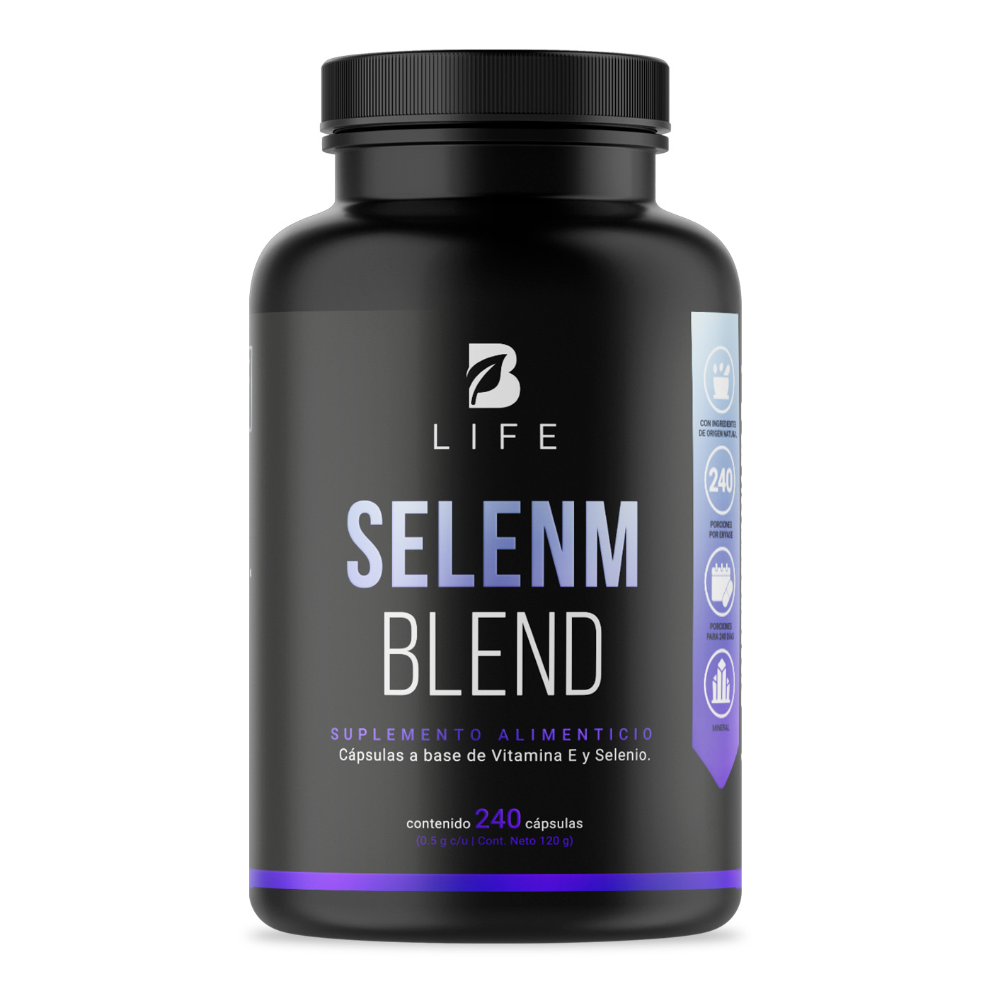 Selenio de 240 Cápsulas Ingredientes naturales Selenm Blend B Life