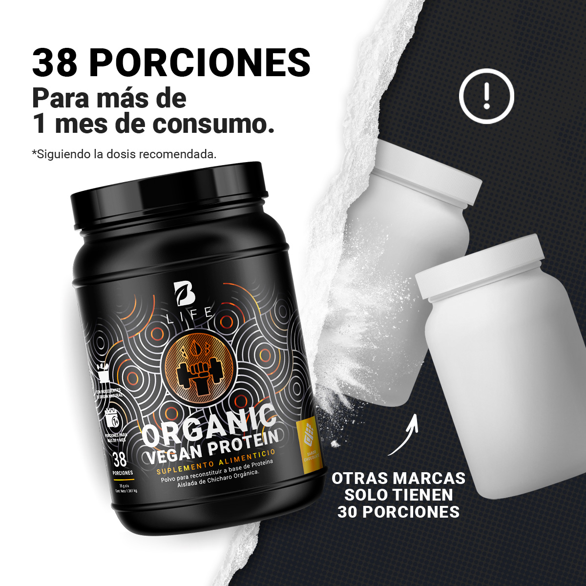 Foto 5 pulgar | Proteína Orgánica Vegana de 3 Lbs Sabor Chocolate B Life