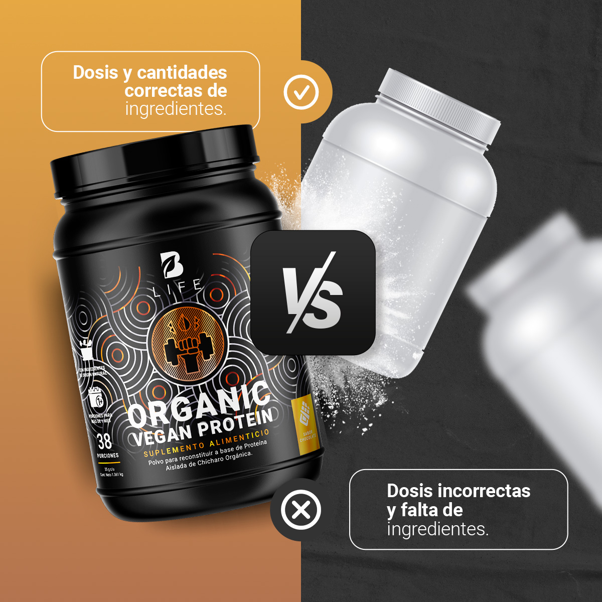 Foto 5 | Proteína Orgánica Vegana de 3 Lbs Sabor Chocolate B Life