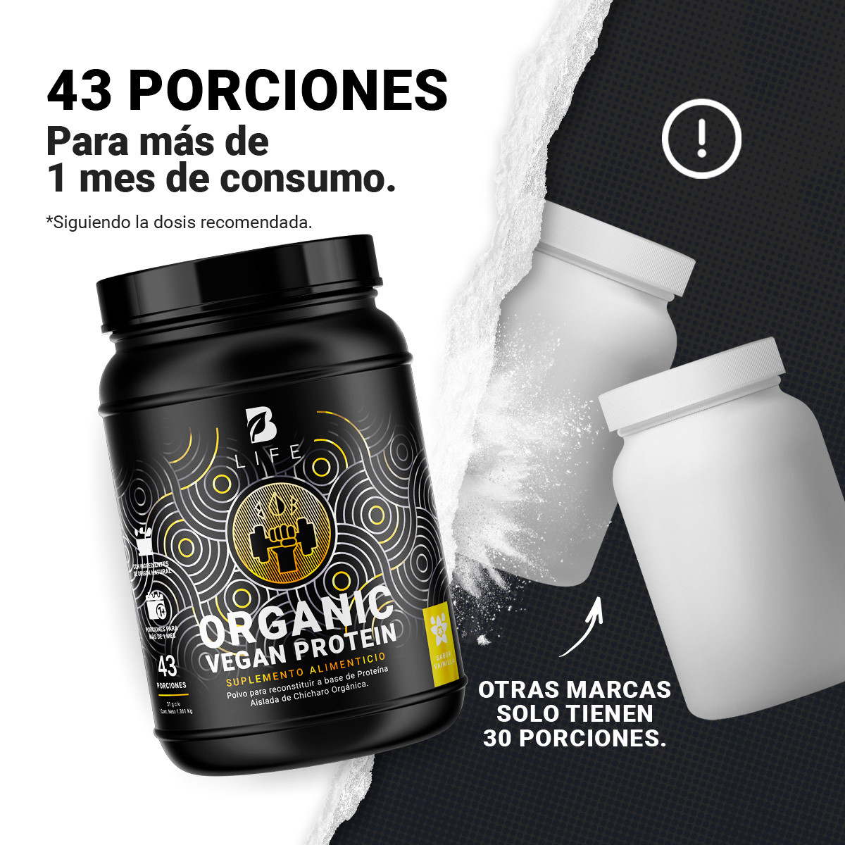 Foto 5 pulgar | Proteína Orgánica Vegana 3 Lbs Sabor Vainilla B Life