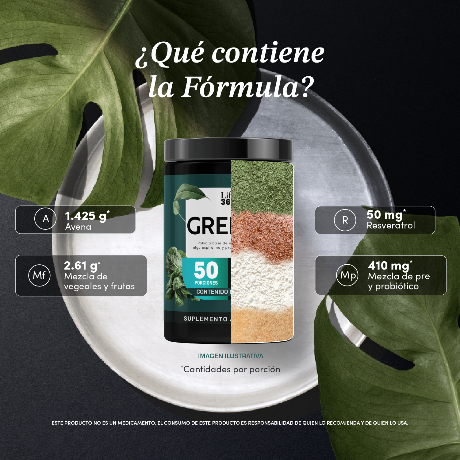 Foto 5 pulgar | Suplemento Greens Polvo Verde Fibra Life360+ 50 Porciones