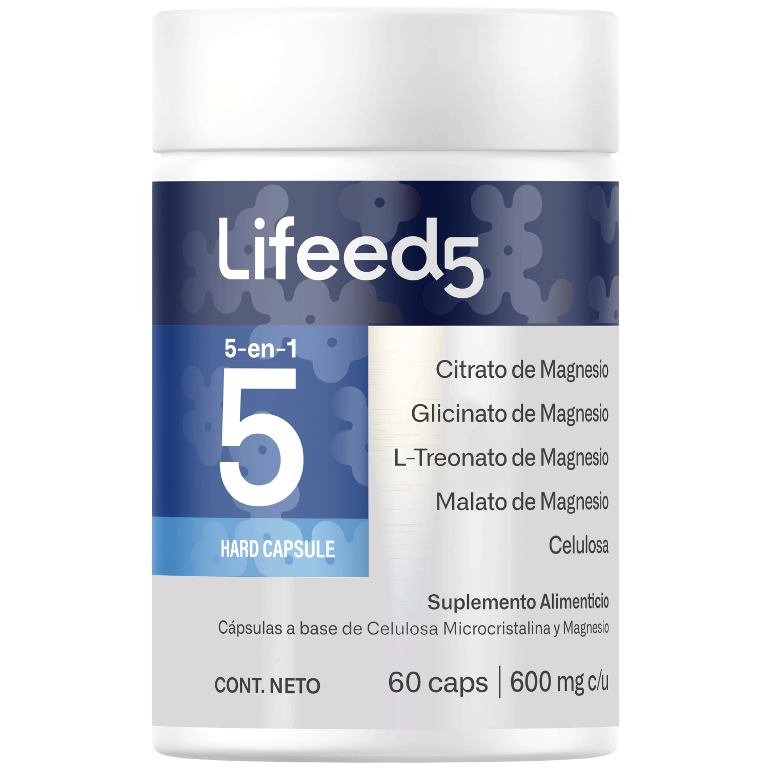 Suplemento Citrato De Magnesio 5 En 1 Lifeed5 60 Cápsulas
