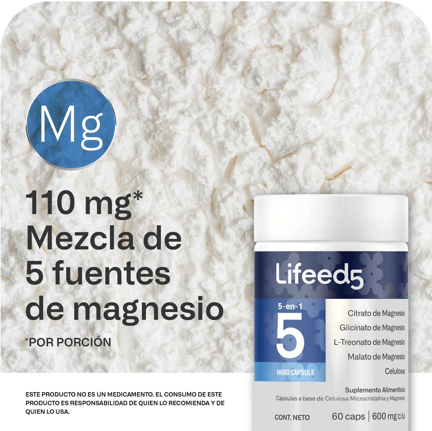 Foto 6 pulgar | Suplemento Citrato De Magnesio 5 En 1 Lifeed5 60 Cápsulas