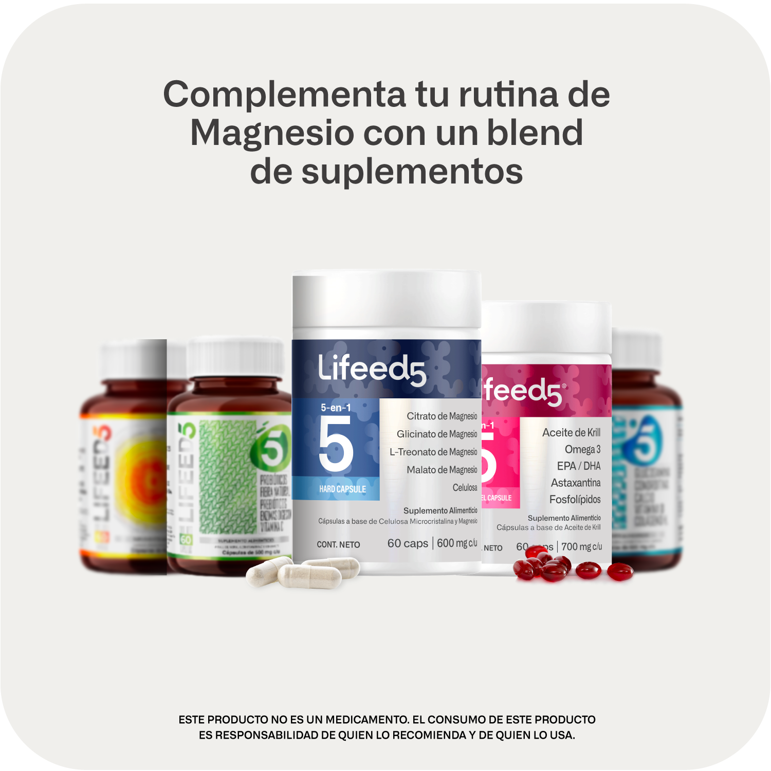 Foto 7 | Suplemento Citrato De Magnesio 5 En 1 Lifeed5 60 Cápsulas