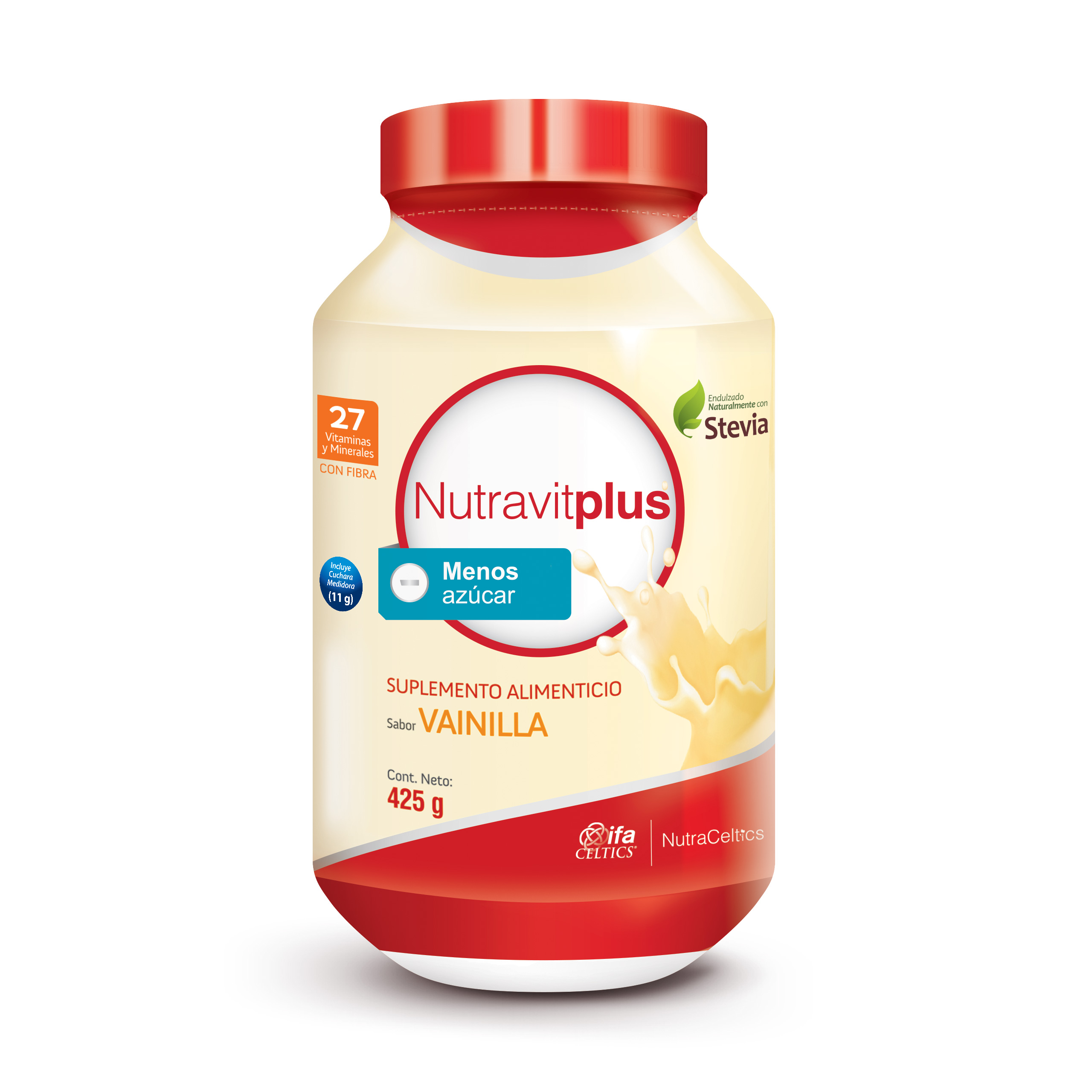 Foto 2 pulgar | Suplemento Nutravit Plus Red Bote 425 gr Bajo en Azúcar Vainilla
