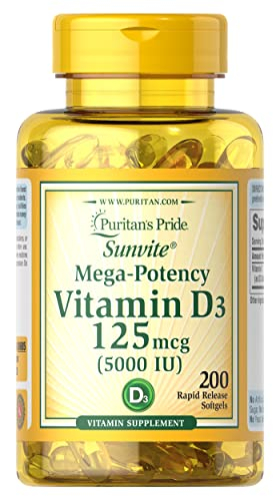 Foto 2 pulgar | Suplemento Puritan's Pride Con Vitamina D3, 5000 Ui, 200 Cápsulas Blandas - Venta Internacional.