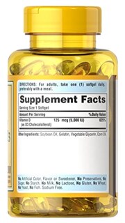 Foto 3 | Suplemento Puritan's Pride Con Vitamina D3, 5000 Ui, 200 Cápsulas Blandas - Venta Internacional.