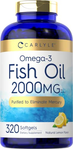 Suplemento: Cápsulas Blandas De Aceite De Pescado Carlyle, 2000 Mg, 320 Unidades - Venta Internacional.