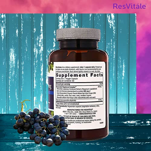 Foto 3 pulgar | Suplemento Resvitale Resveratrol 500 Mg Con Extracto De Uva 60 C - Venta Internacional.