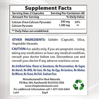 Foto 2 | Suplemento Best Naturals De Piruvato De Calcio 750 Mg 120 Cápsulas X 2 - Venta Internacional.