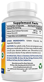 Foto 6 | Suplemento Best Naturals De Piruvato De Calcio 750 Mg 120 Cápsulas X 2 - Venta Internacional.