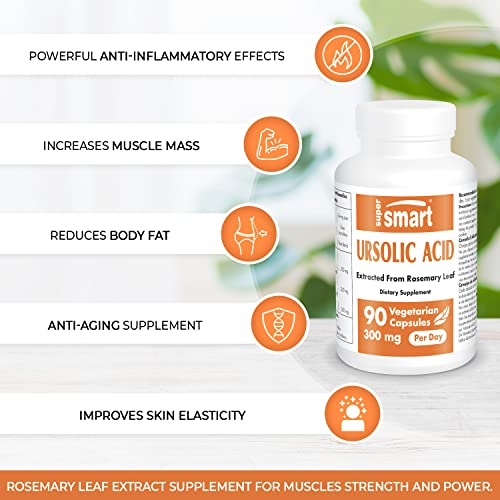 Foto 2 | Suplemento De Ácido Ursólico Supersmart 300 Mg Con Romero 90 Cápsulas - Venta Internacional.