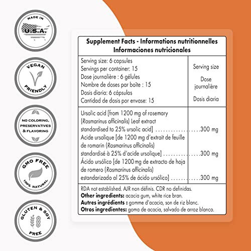 Foto 4 pulgar | Suplemento De Ácido Ursólico Supersmart 300 Mg Con Romero 90 Cápsulas - Venta Internacional.