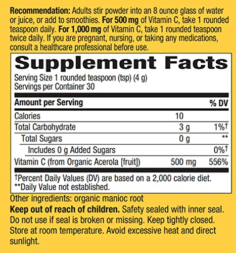Foto 5 | Vitamina C en Polvo Orgánica 100% Acerola Nature's Way Alive - Venta Internacional