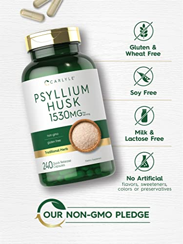 Foto 5 pulgar | Cápsulas De Cáscara De Psyllium Carlyle 1530 Mg, 240 Cápsulas, Suplemento De Fibra - Venta Internacional.