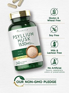 Foto 4 | Cápsulas De Cáscara De Psyllium Carlyle 1530 Mg, 240 Cápsulas, Suplemento De Fibra - Venta Internacional.
