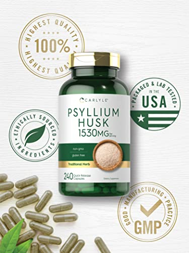 Foto 6 pulgar | Cápsulas De Cáscara De Psyllium Carlyle 1530 Mg, 240 Cápsulas, Suplemento De Fibra - Venta Internacional.