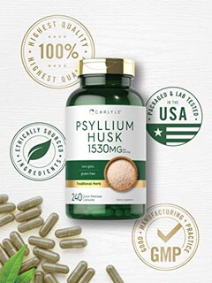 Foto 5 | Cápsulas De Cáscara De Psyllium Carlyle 1530 Mg, 240 Cápsulas, Suplemento De Fibra - Venta Internacional.