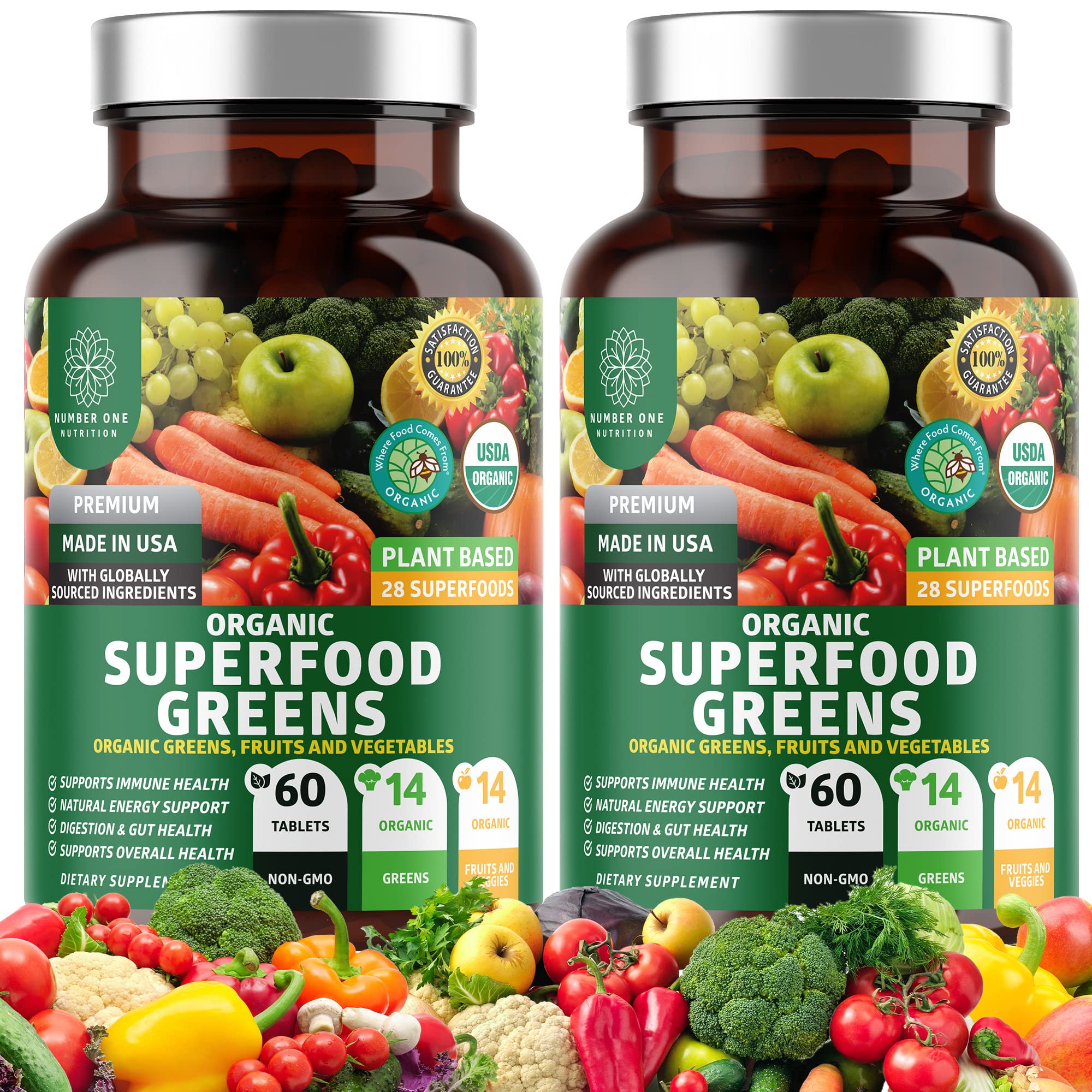 Foto 2 pulgar | Suplemento Number One Nutrition N1n Premium Organic Green Sun - Venta Internacional.
