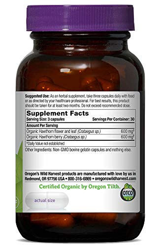 Foto 3 | Suplemento Oregon Wild Harvest Hawthorn 1200 Mg 90 Cápsulas - Venta Internacional.